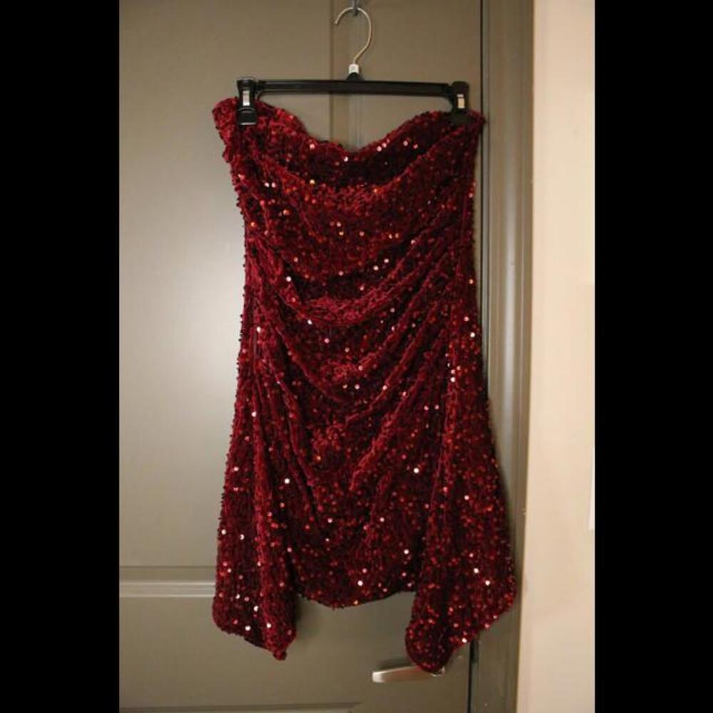 Cider Red Sequin Strapless Mini Dress – Worn Once!